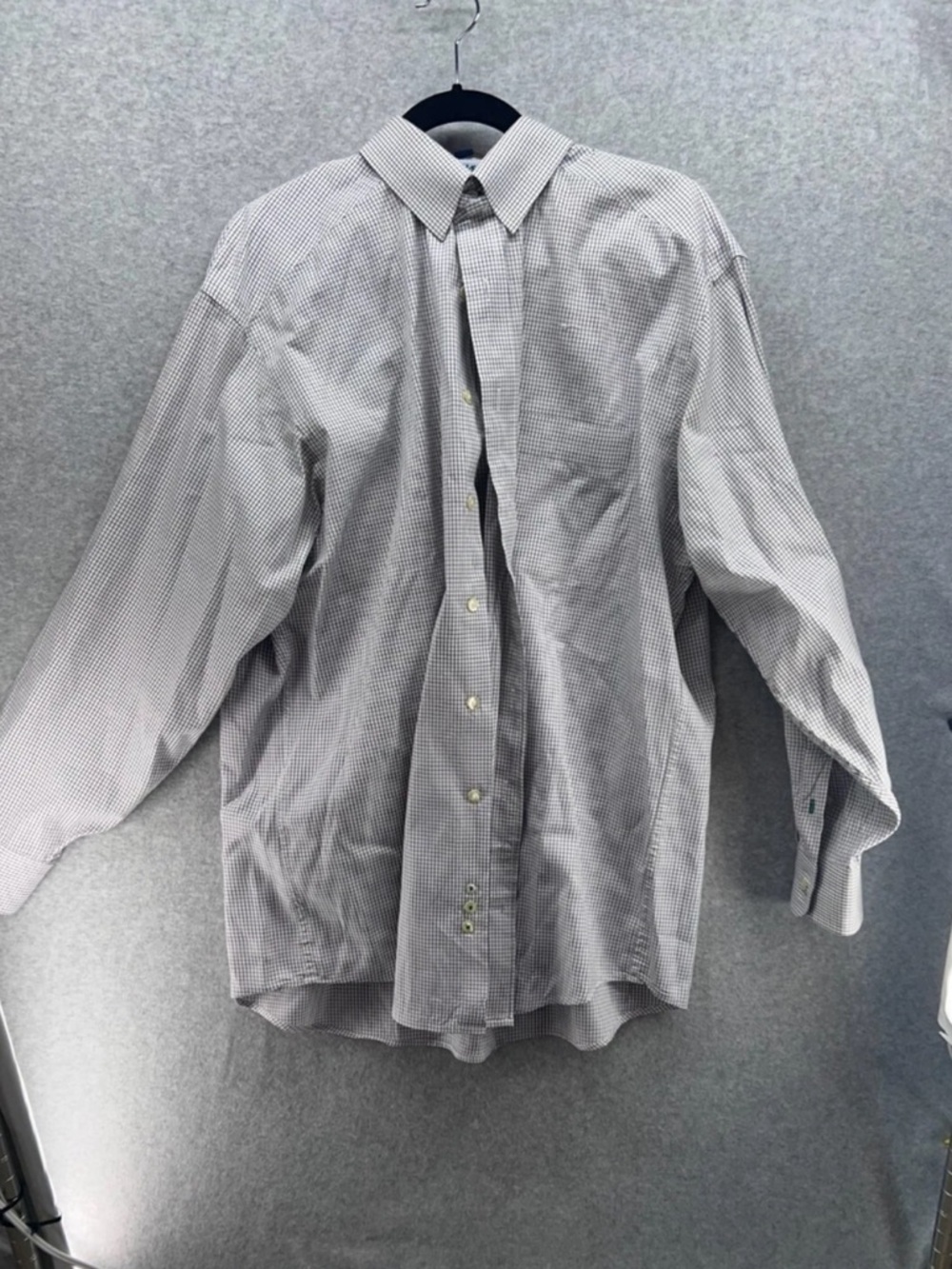 Tommy Hilfiger Men's White and Gray Mini-Check Dress Shirt